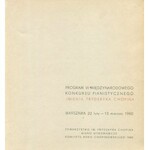 Program VI Międzynarodowego Konkursu Pianistycznego im. Fryderyka Chopina [1960] [AUTOGRAFY A. RUBINSTEINA, J. WALDORFFA I UCZESTNIKÓW]
