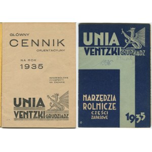 [katalog] Unia Ventzki Grudziądz. Narzędzia rolnicze, części zapasowe. Główny cennik orjentacyjny na rok 1935