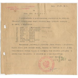 [Powstanie warszawskie] Przydział żołnierzy do oddziału Chwatów [ 27.09.1944 r.]