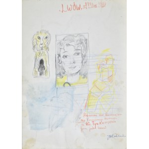 Janina MUSZANKA - ŁAKOMSKA (1920-1982), Portrait of a young woman and the emblem of Lviv and other sketches, ca. 1965.