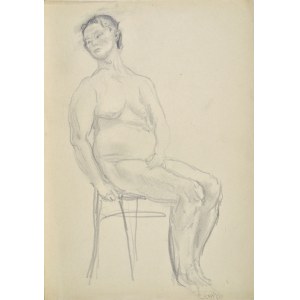 Kasper POCHWALSKI (1899-1971), Akt siedzącej kobiety na krześle, 1953