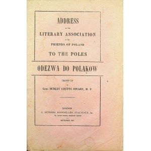 [STUART Dudley Coutts, 1803-1854] ODEZWA do Polaków Towarzystwa Literackiego Przyjaciół Polski
