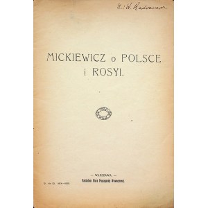 Mickiewicz o Polsce i Rosyi - Nakładem Biura Propagandy Wewnętrznej - Broszura