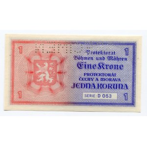 Bohemia & Moravia 1 Koruna 1940 (ND) Specimen