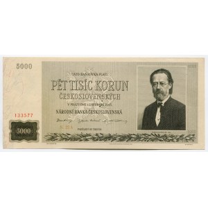 Czechoslovakia 5000 Korun 1945 Specimen