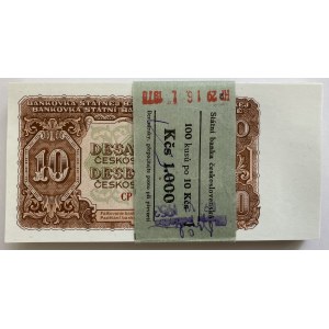 Czechoslovakia Original Bundle with 100 Banknotes 10 Korun 1953 Consecutive Numbers