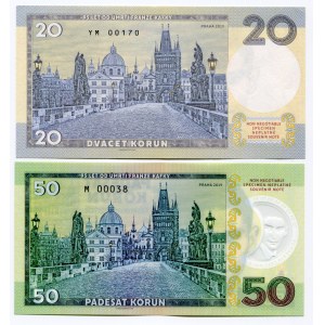 Czechoslovakia 20 & 50 Korun 2019 Specimen Franz Kafka