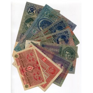 Austria Lot of 8 Banknotes 1904 - 1914
