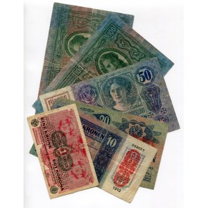 Austria Lot of 6 Banknotes 1912 - 1916