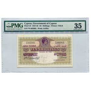 Cyprus 10 Shillings 1937 - 1950 PMG 35