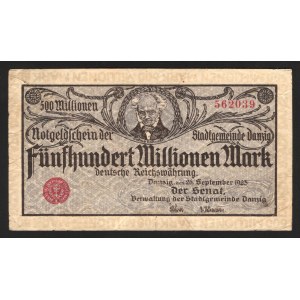 Danzig 500 Millions Mark 1923 Rare