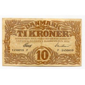 Denmark 10 Kroner 1934