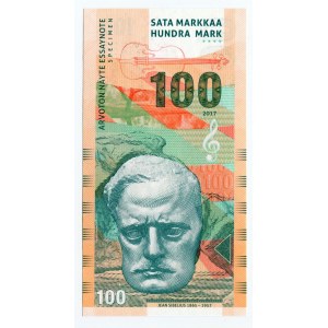 Finland 100 Markaa 2017 Specimen Jean Sibelius