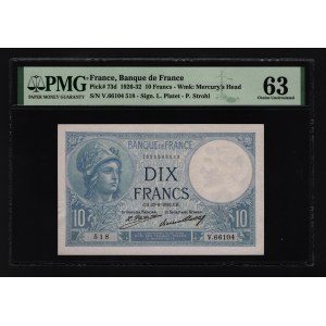 France 10 Francs 1932 PMG 63