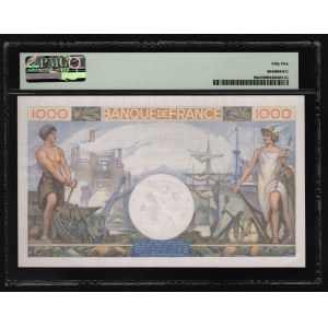 France 1000 Francs 1940 PMG 55
