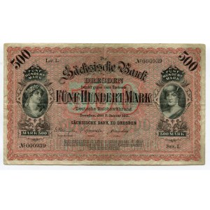 Germany - Empire Saxony 500 Mark 1911