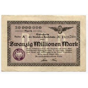 Germany - Weimar Republic Cologne 20 Millonen Mark 1923