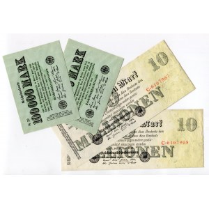 Germany - Weimar Republic Lot of 4 Banknotes 1923 With Consecutive Numbers