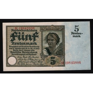 Germany - Weimar Republic 5 Rentenmark 1926