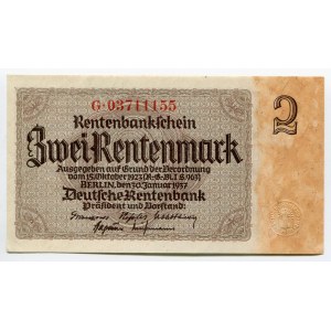 Germany - Third Reich 2 Rentenmark 1937