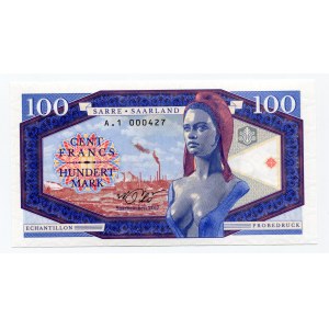 Germany - FRG 100 Francs / Mark 2017 Specimen Saarland