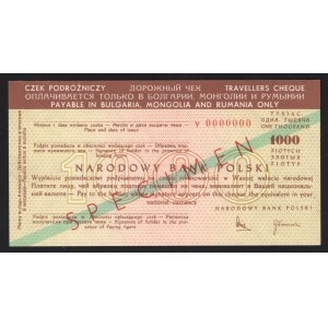 Poland Travel Cheque 1000 Zlotych 1970 Specimen Rare