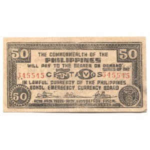 Philippines Bohol Emergency Currency 50 Centavos 1942