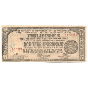 Philippines Bohol Emergency Currency 5 Pesos 1942