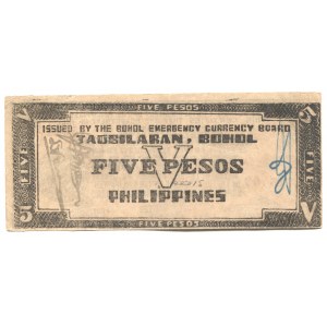 Philippines Bohol Emergency Currency 5 Pesos 1942