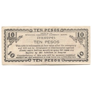 Philippines Mindanao Emergency Currency 10 Pesos 1944