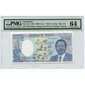 Cameroon 1000 Francs 1990 PMG 64