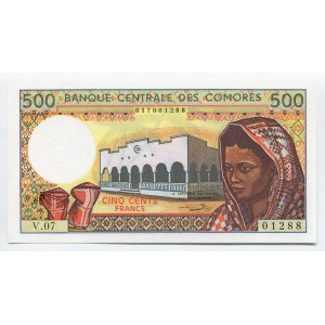 Comoros 500 Francs 1986