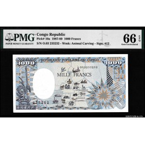 Congo 1000 Francs 1987 - 1989 (ND) PMG 66 EPQ