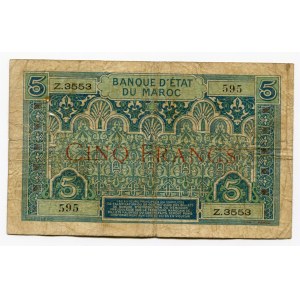 Morocco 5 Francs 1931 (ND)