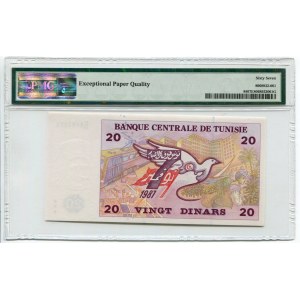 Tunisia 20 Dinars 1992 PMG 67