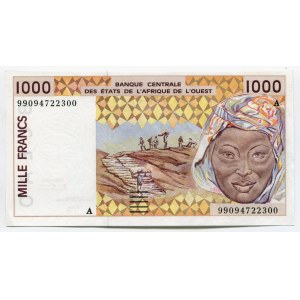 West African States Cote D'Ivoire 1000 Francs 1999