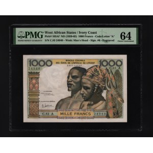 West African States Ivory Coast 1000 Francs 1959 PMG 64