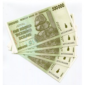 Zimbabwe 5 x 500000 Dollars 2008