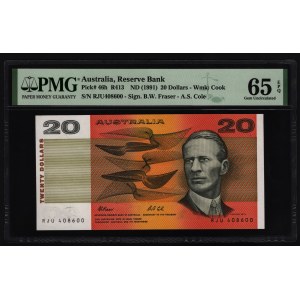 Australia 20 Dollars 1991 PMG 65 EPQ