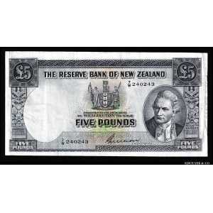 New Zealand 5 Pounds 1940 - 1967 Rare