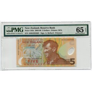 New Zealand 5 Dollars 2004 PMG 65