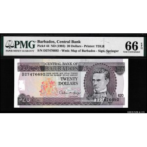 Barbados 20 Dollars 1993 PMG 66 EPQ