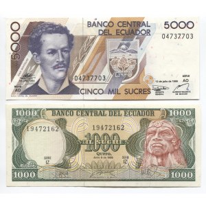 Ecuador 1000 & 5000 Sucres 1988 - 1999
