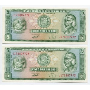 Peru 5 Soles de Oro 1969 2 Consecutive