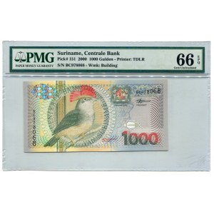 Suriname 1000 Gulden 2000 PMG 66