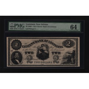 United States Louisiana New Orleans 2 Dollars 1860 PMG 64