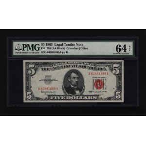 United States 5 Dollars 1963 PMG 64