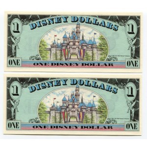 United States 2 x Disney 1 Dollar 1987 Consecutive Number