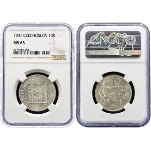 Czechoslovakia 10 Koruna 1931 NGC MS 63