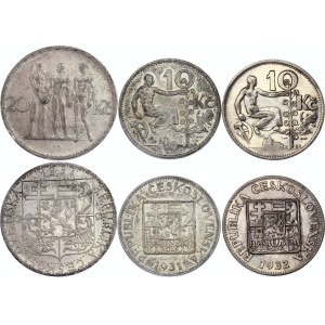 Czechoslovakia Lot of 3 Coins 1931 - 1933